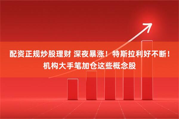 配资正规炒股理财 深夜暴涨！特斯拉利好不断！机构大手笔加仓这些概念股